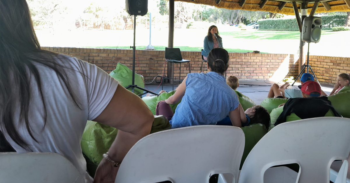 Jess during the story telling with the VIPs in the front row